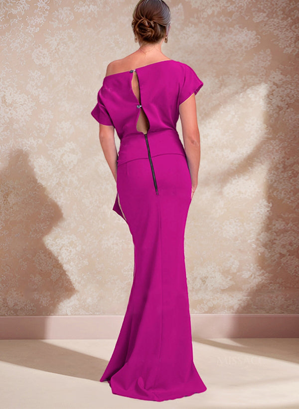 Vestidos de madre de la novia de un solo hombro con corte trompeta/sirena y abertura lateral