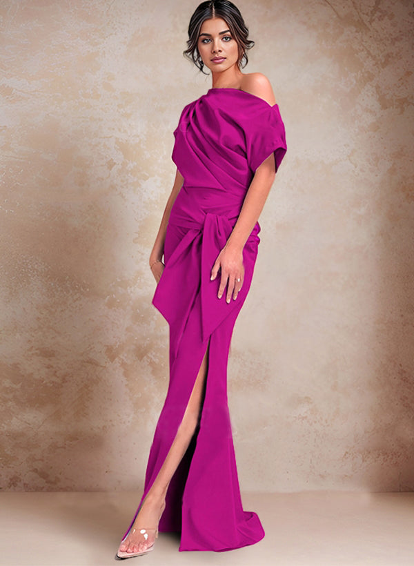 Vestidos de madre de la novia de un solo hombro con corte trompeta/sirena y abertura lateral