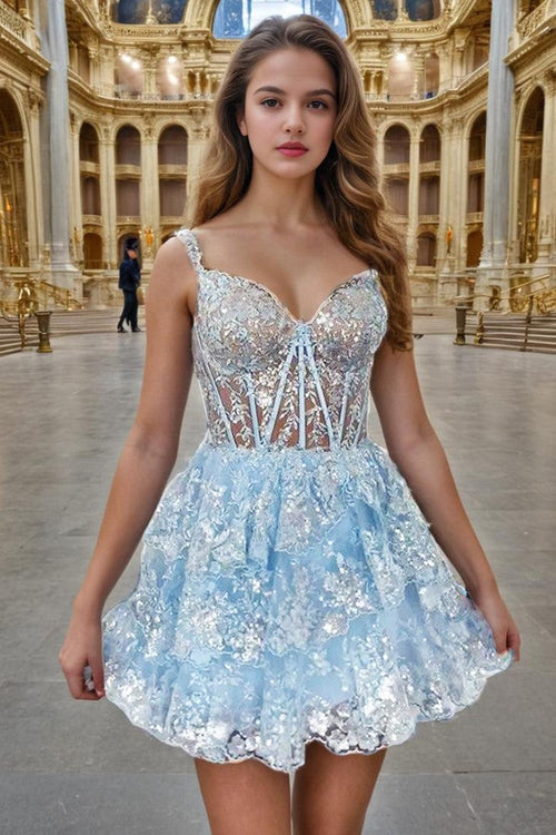Vestidos de fiesta de corte A con tirantes finos y apliques de lentejuelas