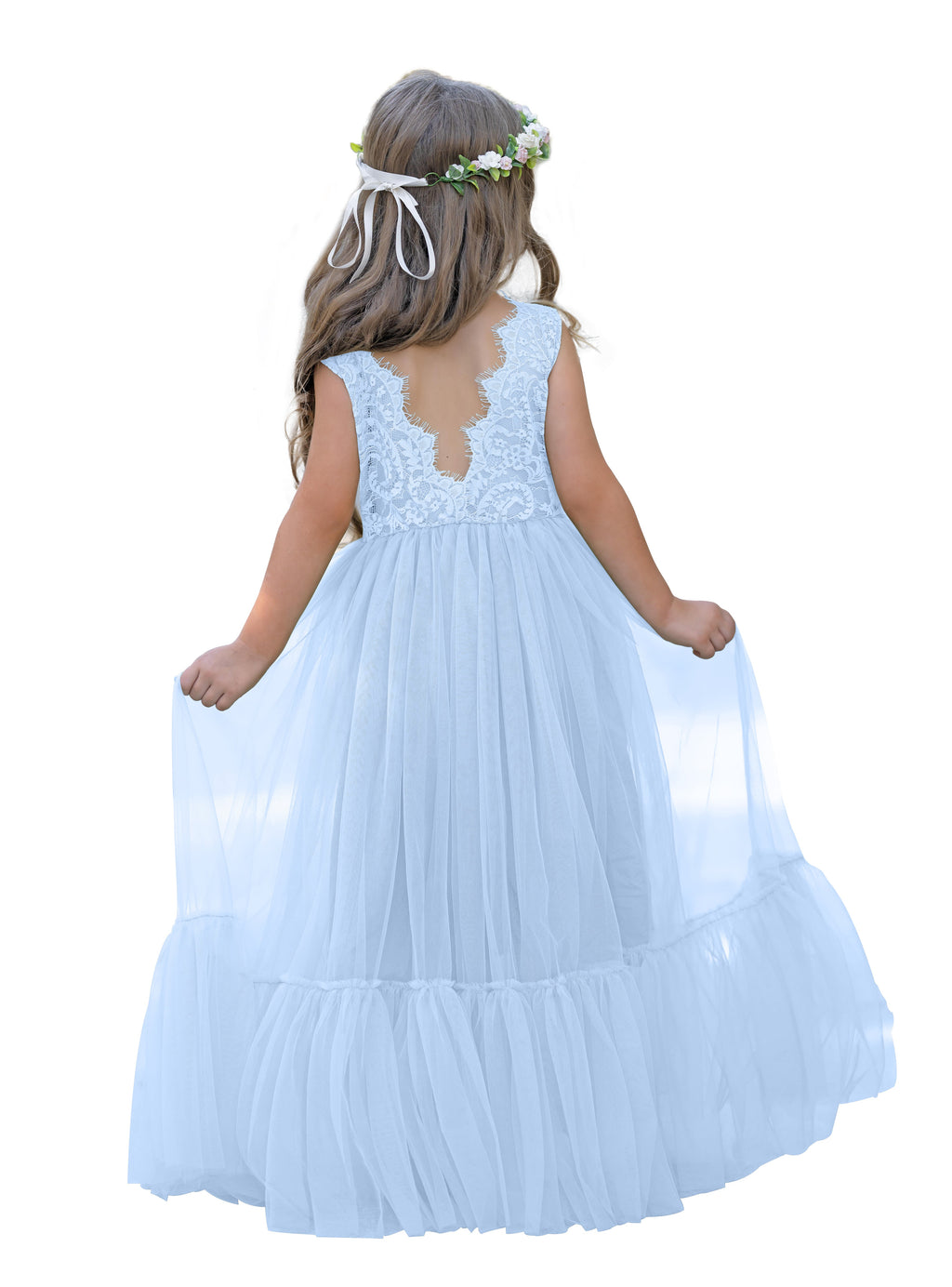Lace Tulle Floor-length Boho Flower Girl Dress
