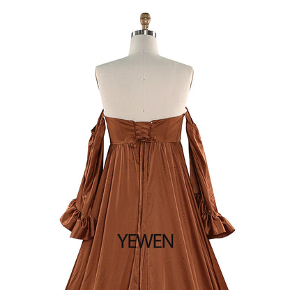 Soft Satin Long Shoulderless Pregnancy Woman Baby Shower Maternity Dresses Photoshoot Gown SY220701
