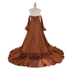 Soft Satin Long Shoulderless Pregnancy Woman Baby Shower Maternity Dresses Photoshoot Gown SY220701