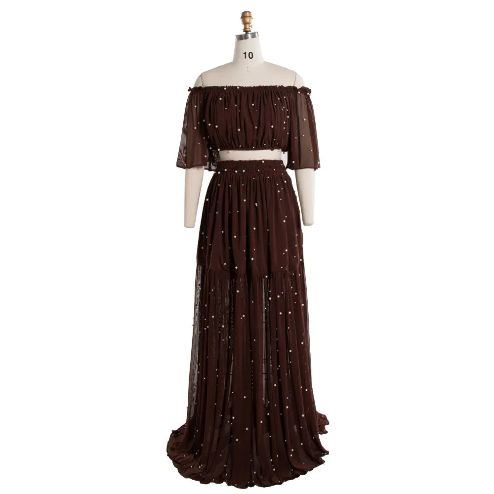 Soft Stretchy Mesh 2 Piece Set Dress for Photo Shoot Woman Maxi Dress Photography Props SY240070
