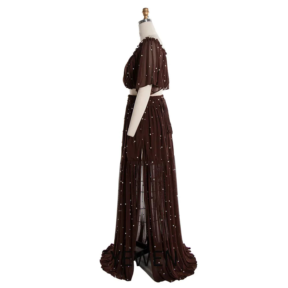 Soft Stretchy Mesh 2 Piece Set Dress for Photo Shoot Woman Maxi Dress Photography Props SY240070