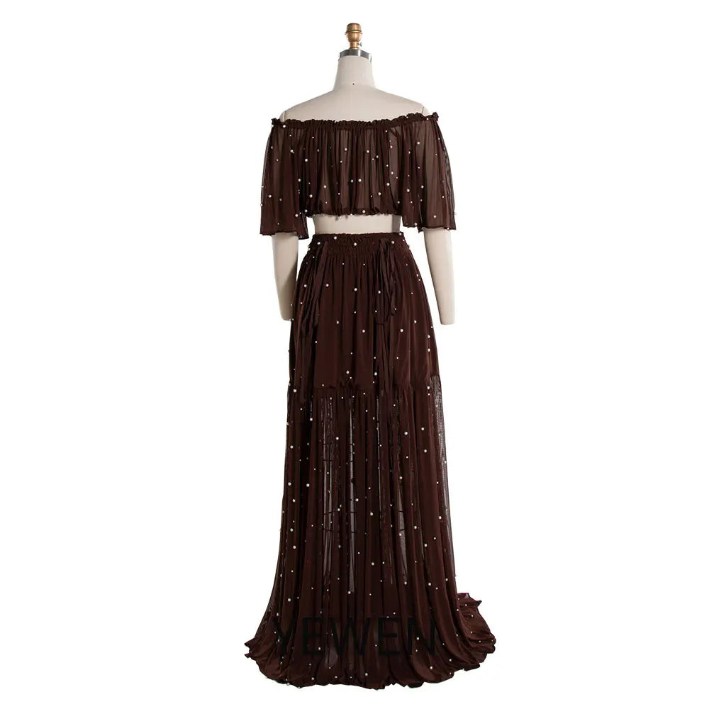 Soft Stretchy Mesh 2 Piece Set Dress for Photo Shoot Woman Maxi Dress Photography Props SY240070