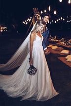 Spaghetti Strap V Neck Beach Wedding Dresses Backless Bridal Dresses  WD285