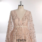 Sparkle See Through Long Sleeves Bohemian Dress for Photo Shoot Maternity Gown for Baby Showers Plus Size Sunnderly SY231034