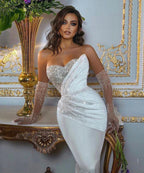 Sparkling Simple Off Shoulder Lace Mermaid Sleeveless Wedding Dresses Luxurious Sexy Sweetheart Floor Length Bridal Gown 2023-payinti