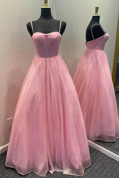 Glitzernde A-Linie Spaghettiträger Sweetheart Ballkleider, Abendkleider