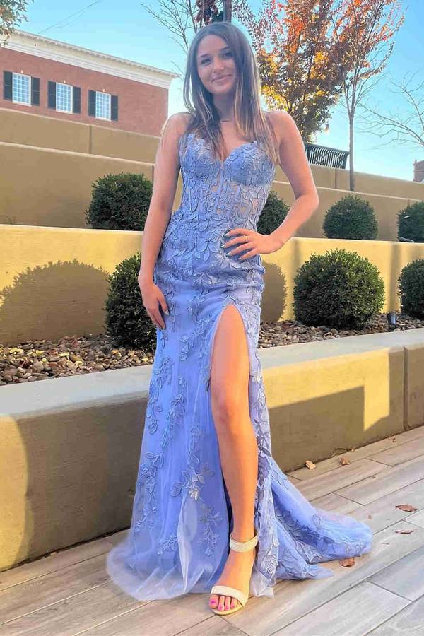 Corset Lace Long Prom Dress With Slit SYP116