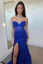 Corset Lace Long Prom Dress With Slit SYP116