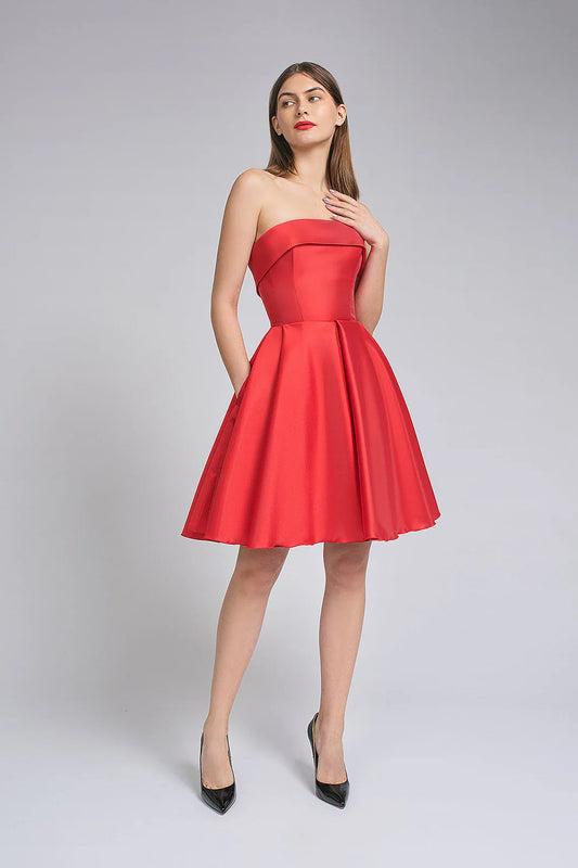 Vestidos de baile de cetim sem alças para adolescentes SYH101