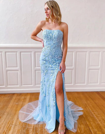 Meerjungfrau-Schlitz im Ballkleid mit Applikationen SYP157 