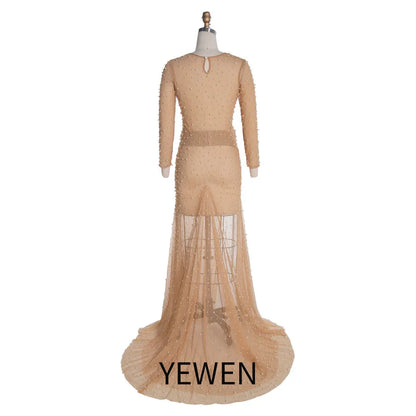 Stretchy Mesh Pearls Maternity Fitted Dress for Photoshoot SY0828