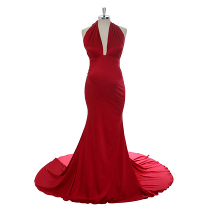 Dehnbares Meerjungfrauen-Umstandskleid aus Satin für Fotoshootings, Umstandskleid, Fotografie-Requisiten, Sunnderly SY240004 