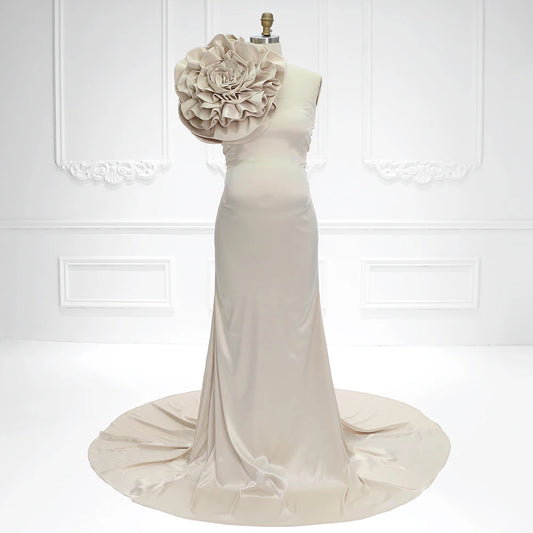 Dehnbares Umstandskleid aus Satin im Meerjungfrauenstil für Fotoshootings, Outfit für Schwangere, SY230734 