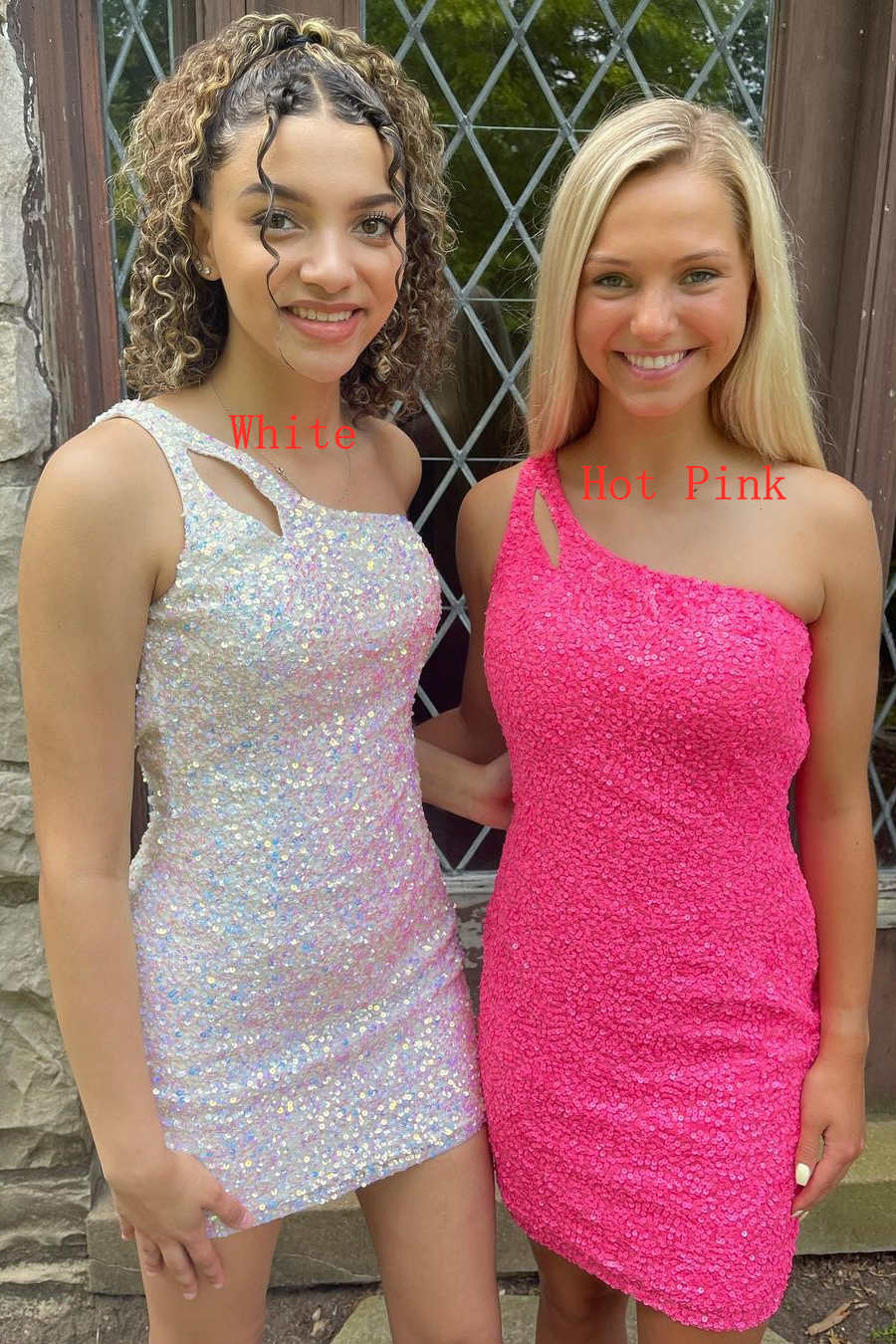 Atemberaubendes Pink Pailletten Homecoming Kleid SYH19