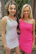 Atemberaubendes Pink Pailletten Homecoming Kleid SYH19