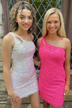 Atemberaubendes Pink Pailletten Homecoming Kleid SYH19