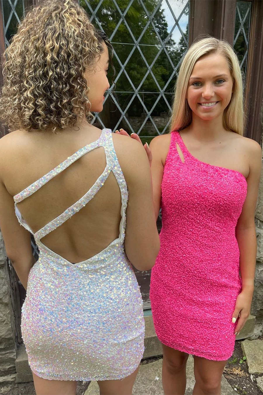 Atemberaubendes Pink Pailletten Homecoming Kleid SYH19