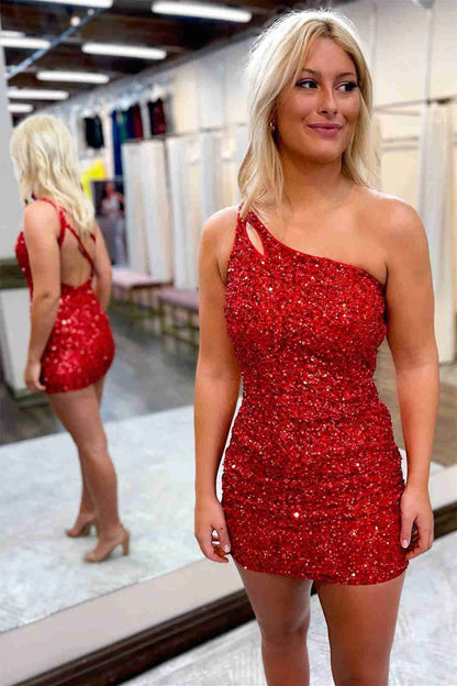 Stunning Hot Pink Sequins Homecoming Dress SYH19