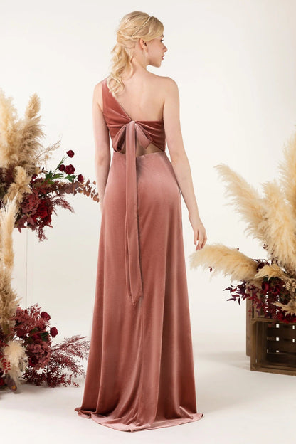 Velvet Bridesmaid Dress Sweep-Brush Train SCB4
