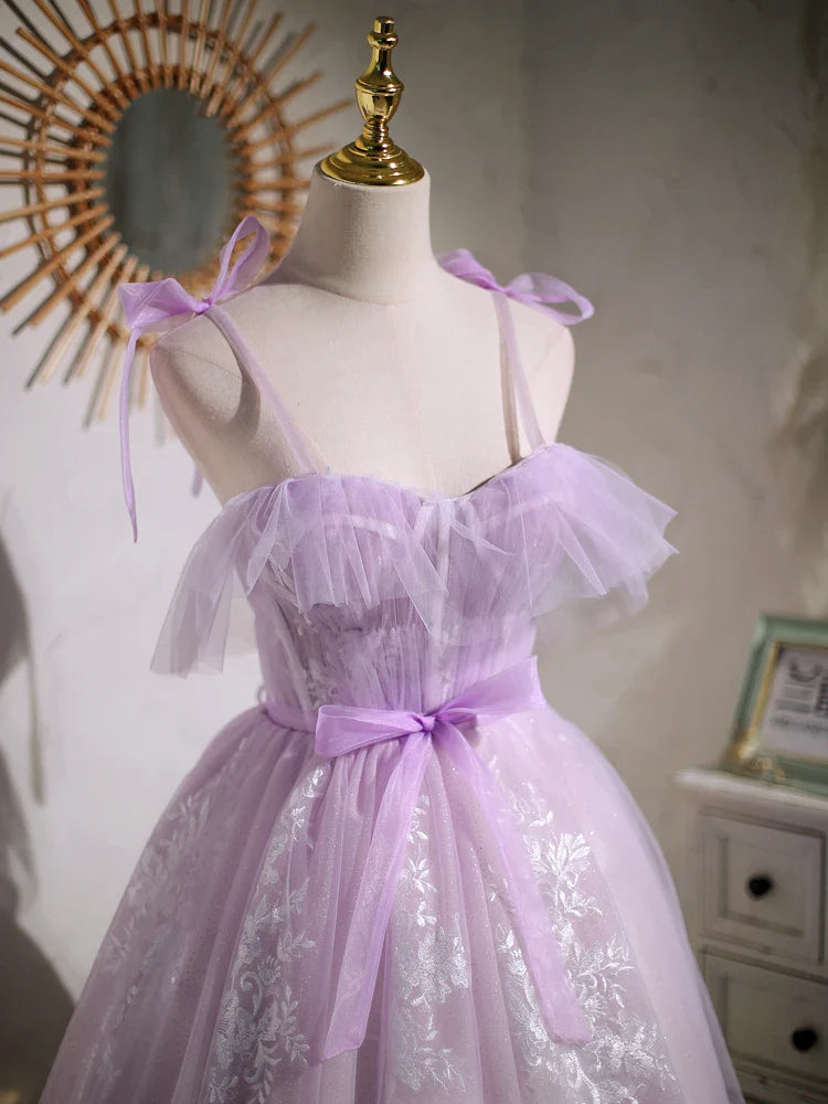 Sweet Purple A-line Short Prom Dress Homecoming Dress with Ribbon PD463
