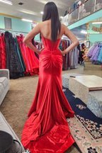 Vestido de fiesta largo negro de corte sirena con escote corazón y abertura PSK533