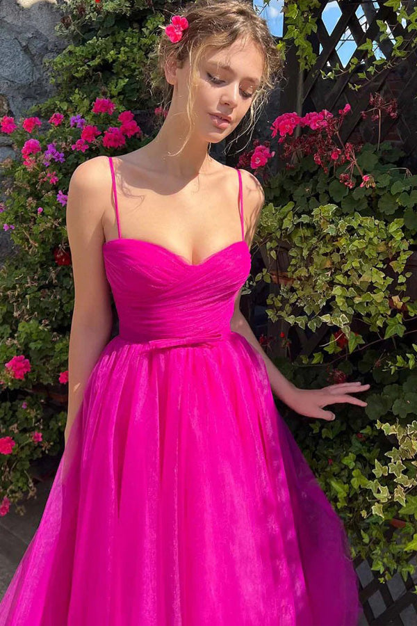 Teelanges, herzförmiges, pinkes Ballkleid, einfaches Ballkleid PSK565