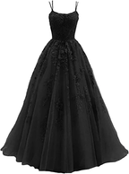 Vestido de fiesta con tirantes finos y apliques de encaje, vestido largo de tul para boda, vestido de noche formal estilo princesa Y1202