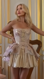 Vestido de fiesta corto sin tirantes, bonito vestido de bienvenida y cumpleaños Y7775