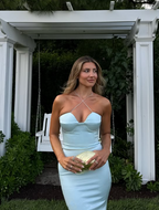 Sexy Neckholder Blau Etuikleid Ballkleid Langes Abendkleid Brautjungfernkleid Y8233