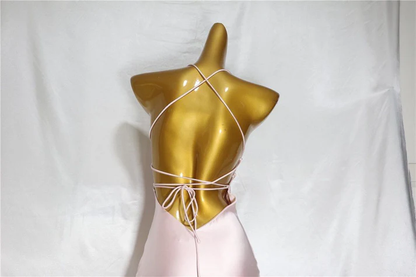 Rosa, figurbetontes, langes Ballkleid, Abendkleid Y8158