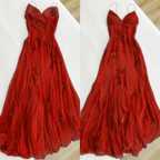 Vestido largo de gasa azul con tirantes finos, elegante, para fiesta de graduación y noche, Y7457