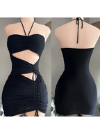 Schwarzes Outfit-Kleid, sexy, enges Kleid, Mini-Heimkehrkleid Y726
