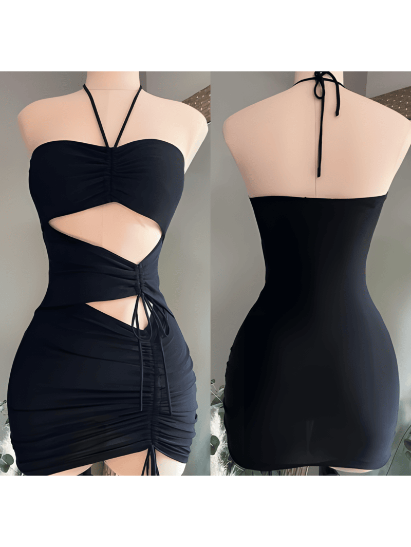 Vestido negro ajustado y sexy para el regreso a casa Y726