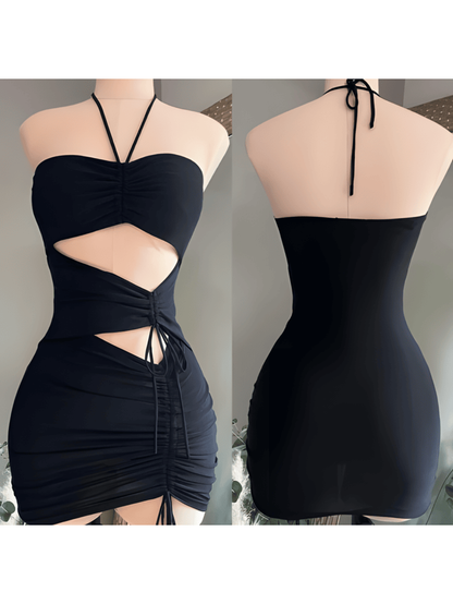 Vestido negro ajustado y sexy para el regreso a casa Y726