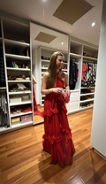 Elegante vestido de noche largo rojo, vestido de fiesta rojo Y6138
