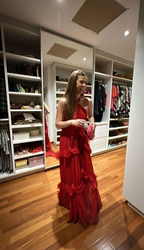Elegante vestido de noche largo rojo, vestido de fiesta rojo Y6138
