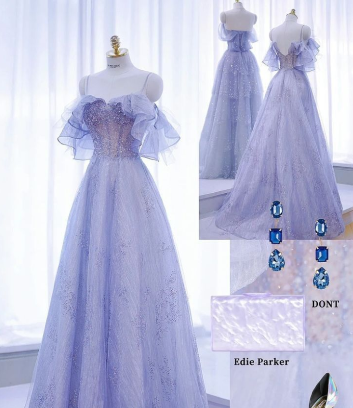 Glitzerndes Tüll-Pailletten-A-Linien-Ballkleid mit Feen-Motiv Y7793