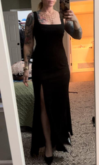 Vestido de noche largo sencillo de satén blanco con escote cuadrado y abertura lateral, vestido formal de fiesta Y8455