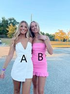 Trägerloses rosa Homecoming-Kleid, sexy, figurbetontes Kleid, Y2442