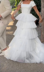 Chic Tiered Tulle Wedding Dress,Vintage Wedding Dress Y4266