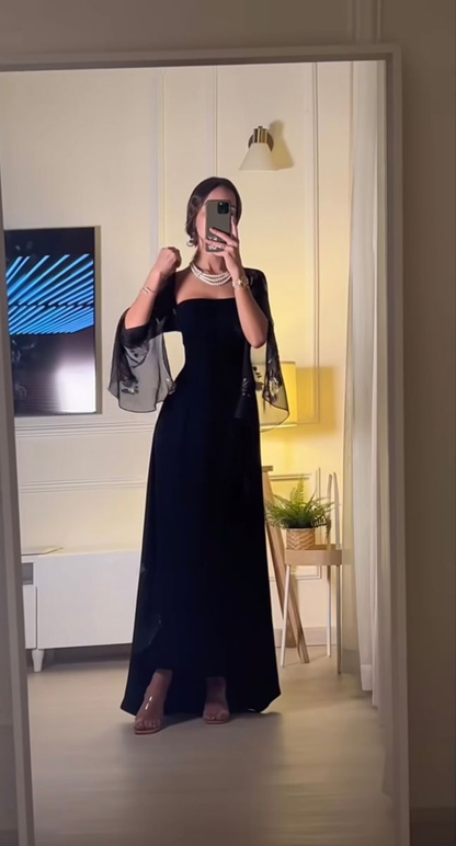 Vestido de noche negro encantador Vestido formal negro Y4030