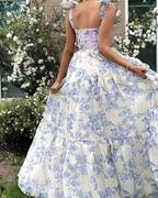 Besonderes Chiffon-A-Linien-Ballkleid mit Blumenmuster Y6721