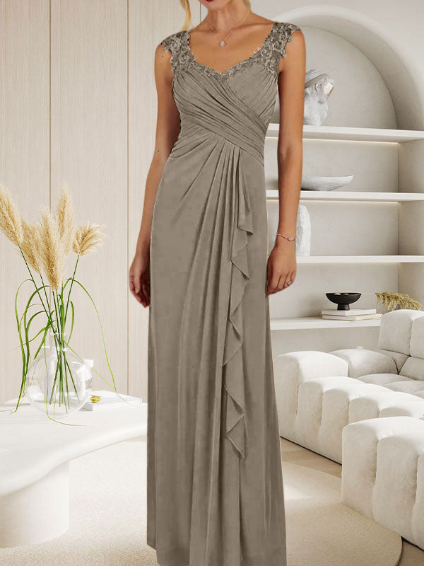 Champagnerfarbenes A-Linien-Kleid mit herzförmigem Ausschnitt und plissiertem Netzstoff