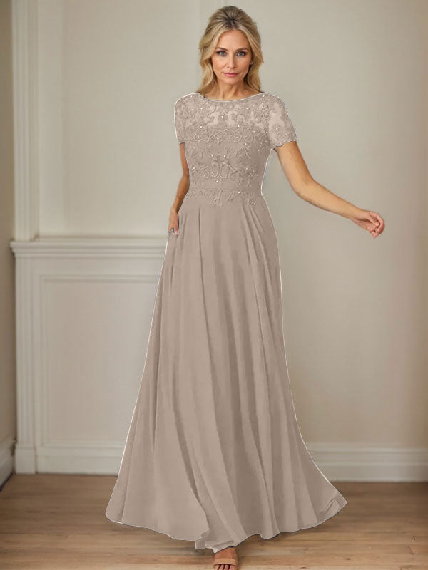 Dunkelmarineblaues A-Linien-Chiffonkleid mit U-Boot-Ausschnitt und Pailletten 