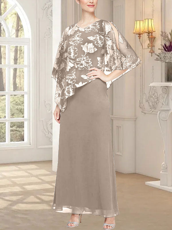 Vestido largo de malla brillante con corpiño asimétrico superpuesto novedoso