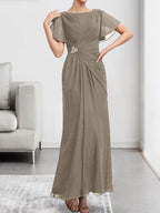 Vestido de gasa con encaje, corte A, ilusión, largo hasta la rodilla, para madre de la novia, con lentejuelas y abalorios