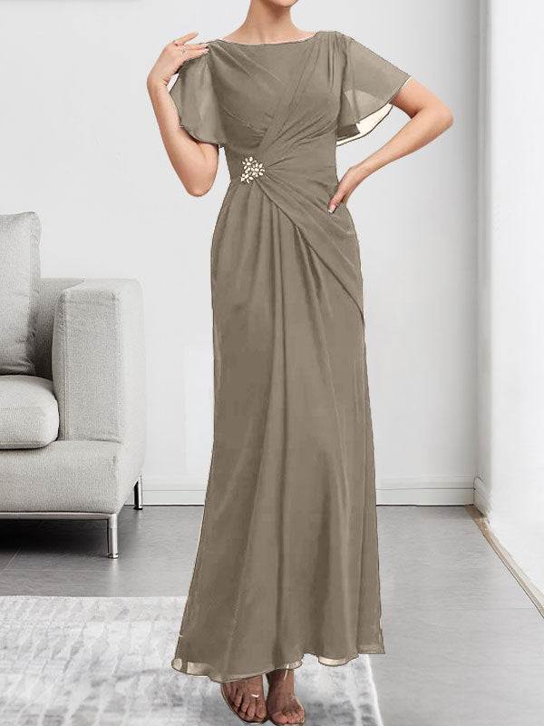 Vestido de gasa con encaje, corte A, ilusión, largo hasta la rodilla, para madre de la novia, con lentejuelas y abalorios